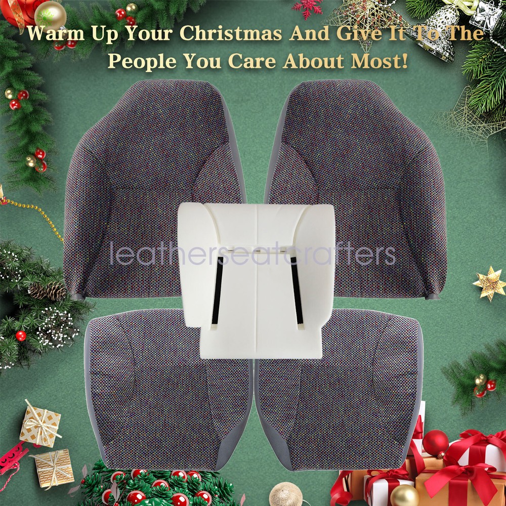 5x For 1998-02 Dodge Ram 1500 2500 Front Cloth Seat Cover Gray & Driver Foam