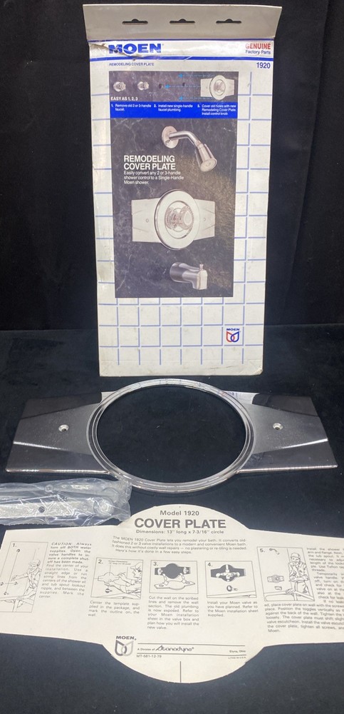 Moen 1920 Remodeling Cover Plate Chrome NOS GENUINE
