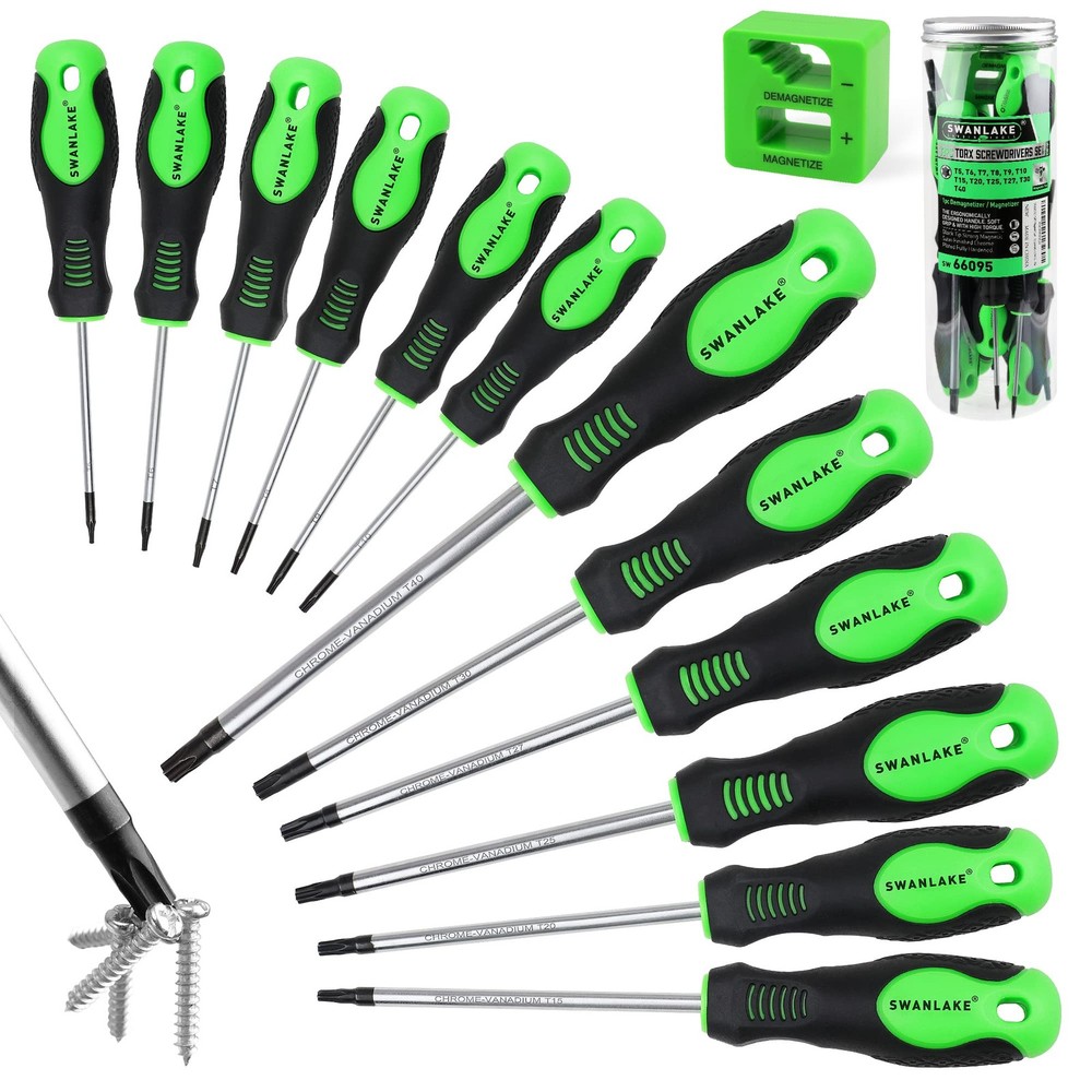 SWANLAKE 13-Piece Magnetic Torx Screwdriver Set with T5 to T40 Bits  