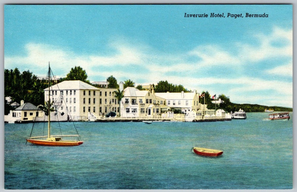 Vtg Postcard Inverurie Hotel Marine Terrace Paget, Bermuda 1950s