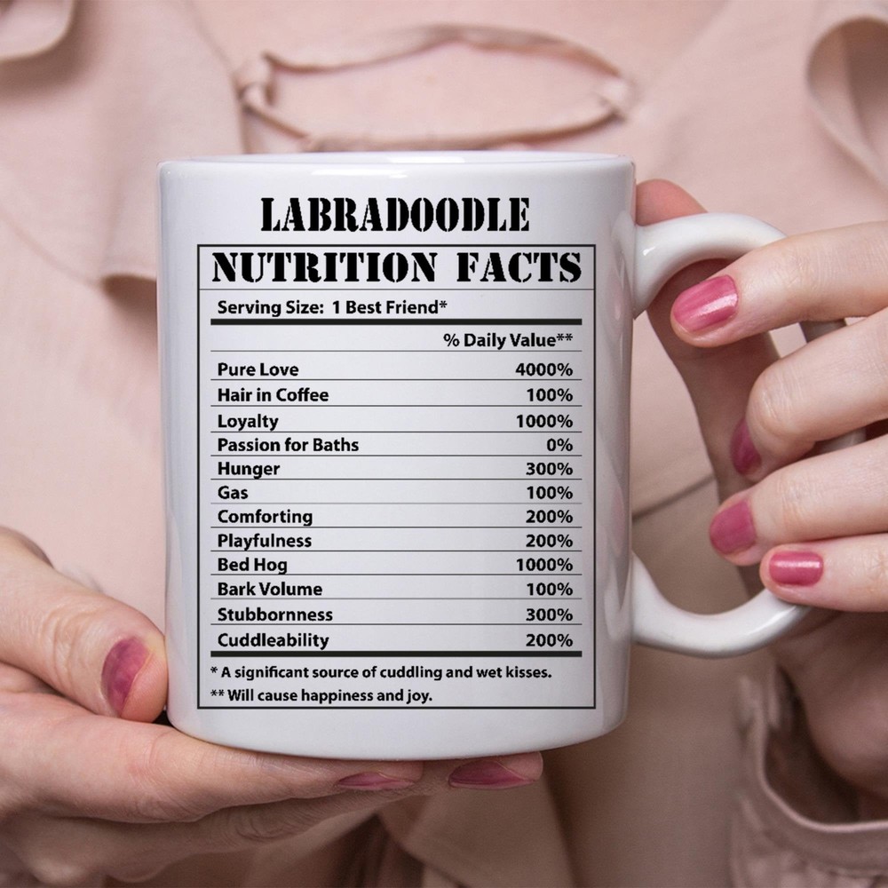 Funny Labradoodle Gifts Nutritional Facts White Coffee Mug