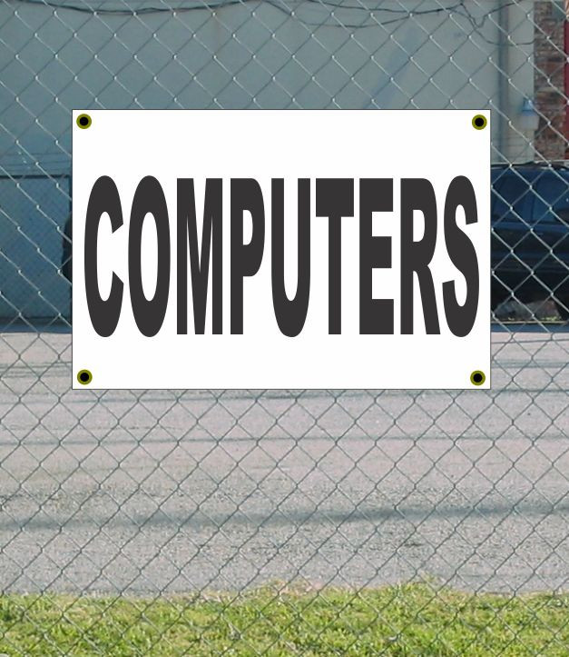 2x3 Black & White Computer Banner Sign - Discounted Price with Free Shipping  