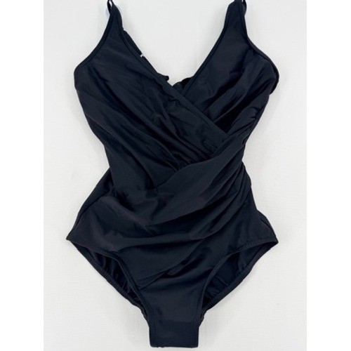Miraclesuit Oceanus Black Ruched One Piece 10DD Slimming NWOT