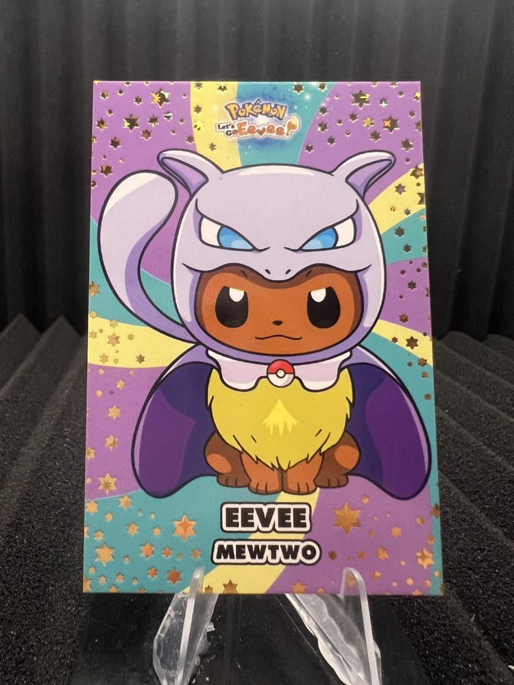 Eevee Mewtwo Poncho - Gold Box Hit Holo - Let's Go Eevee Database - Pokemon Card