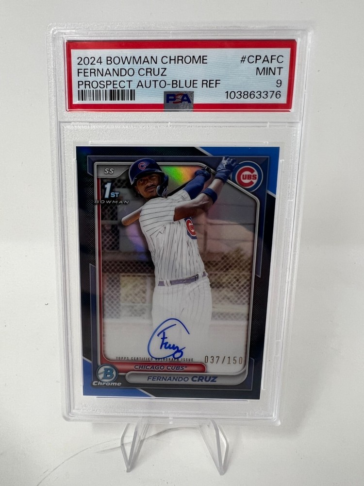 2024 Bowman Chrome Auto Blue Refractor #CPA-FC Fernando Cruz /150 PSA MINT 9