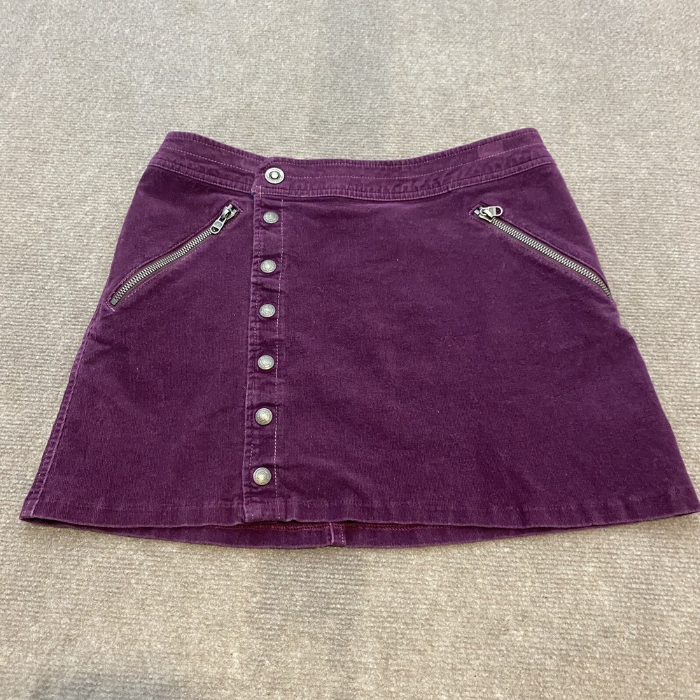 KUHL Streamline Corduroy Mini Skirt Size 2 Purple Buttons Zipper Casual Outdoor