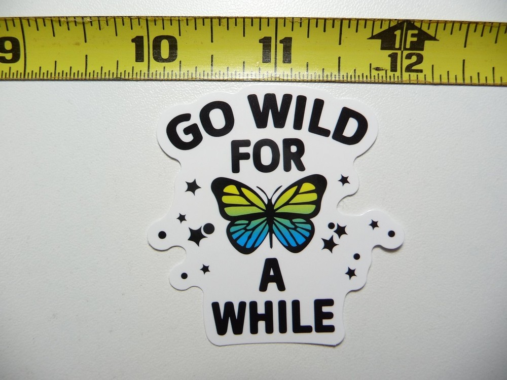 GO WILD FOR A WHILE BUTTERFLY STICKER DECAL MOTIVATIONAL POSITIVE ATTITUDE