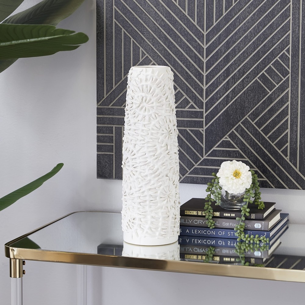 Ceramic Floral Embossed Vase, 6