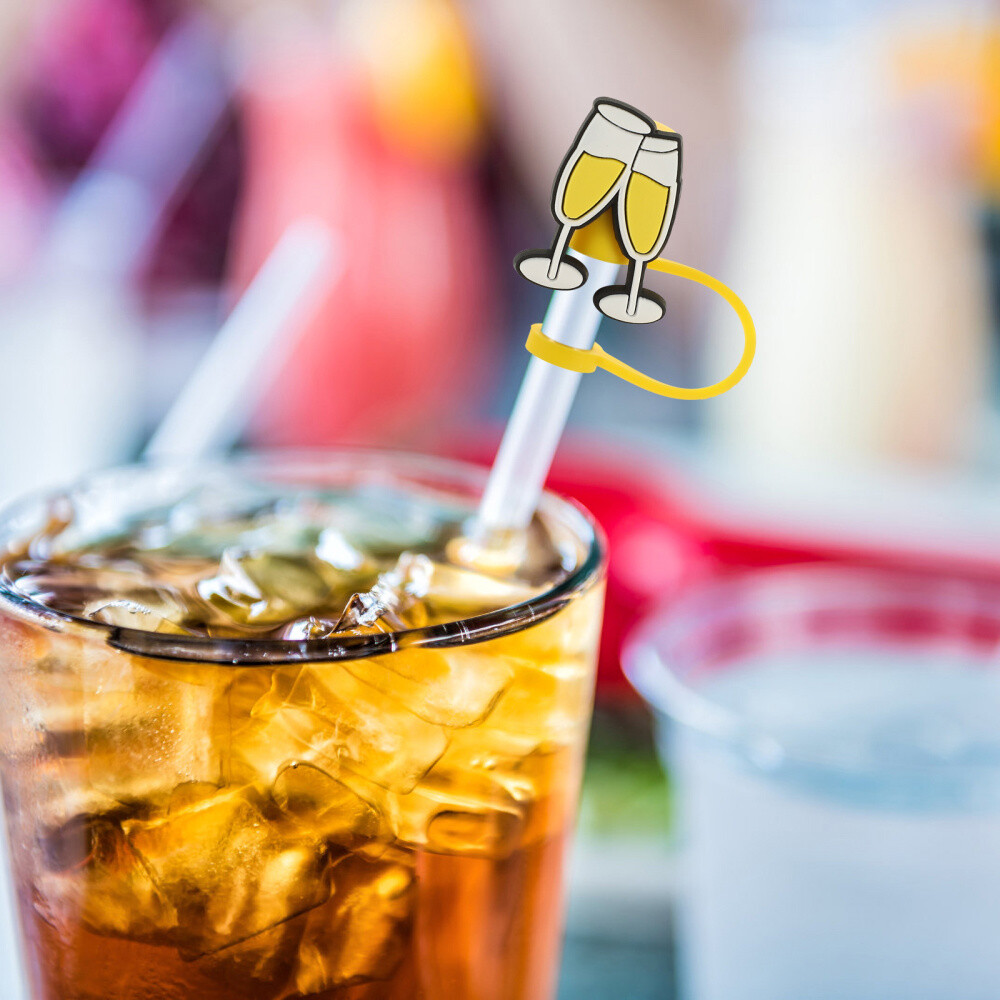 6pcs Reusable Silicone Straw Caps Covers for Any Straw Type  