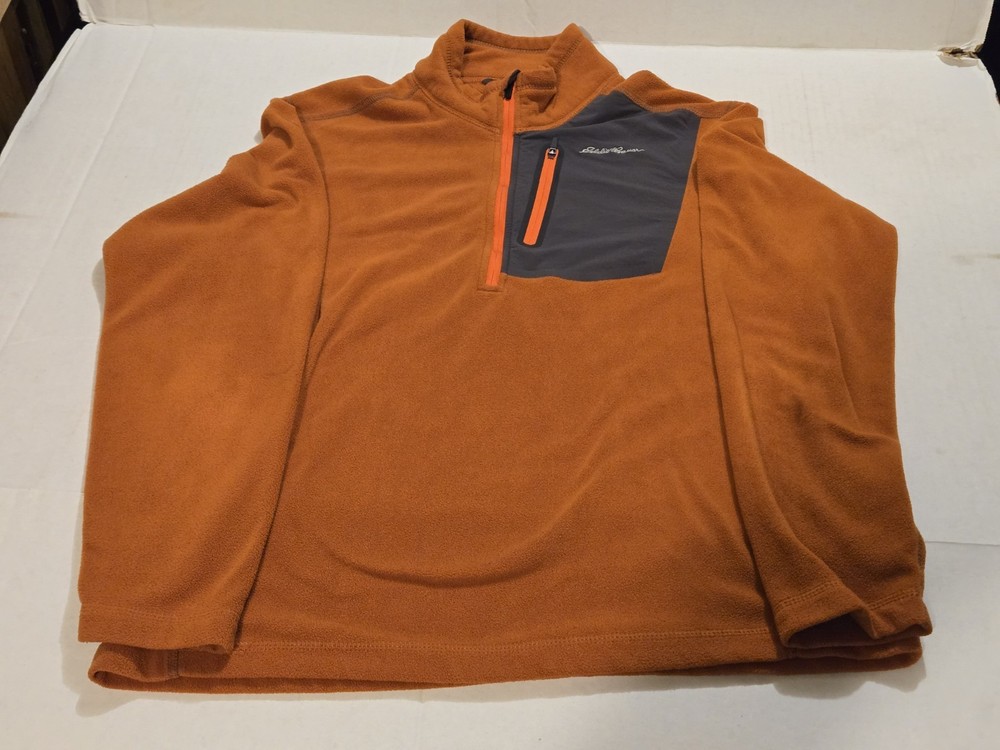 Eddie Bauer Pullover Orange First Ascent Sweater Quarter Zip Fleece Men's Medium