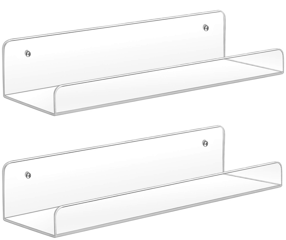 Acrylic Shelves,2 Pack 15 Inch Floating Wall Shelves, Funko Pop Display Shelf...