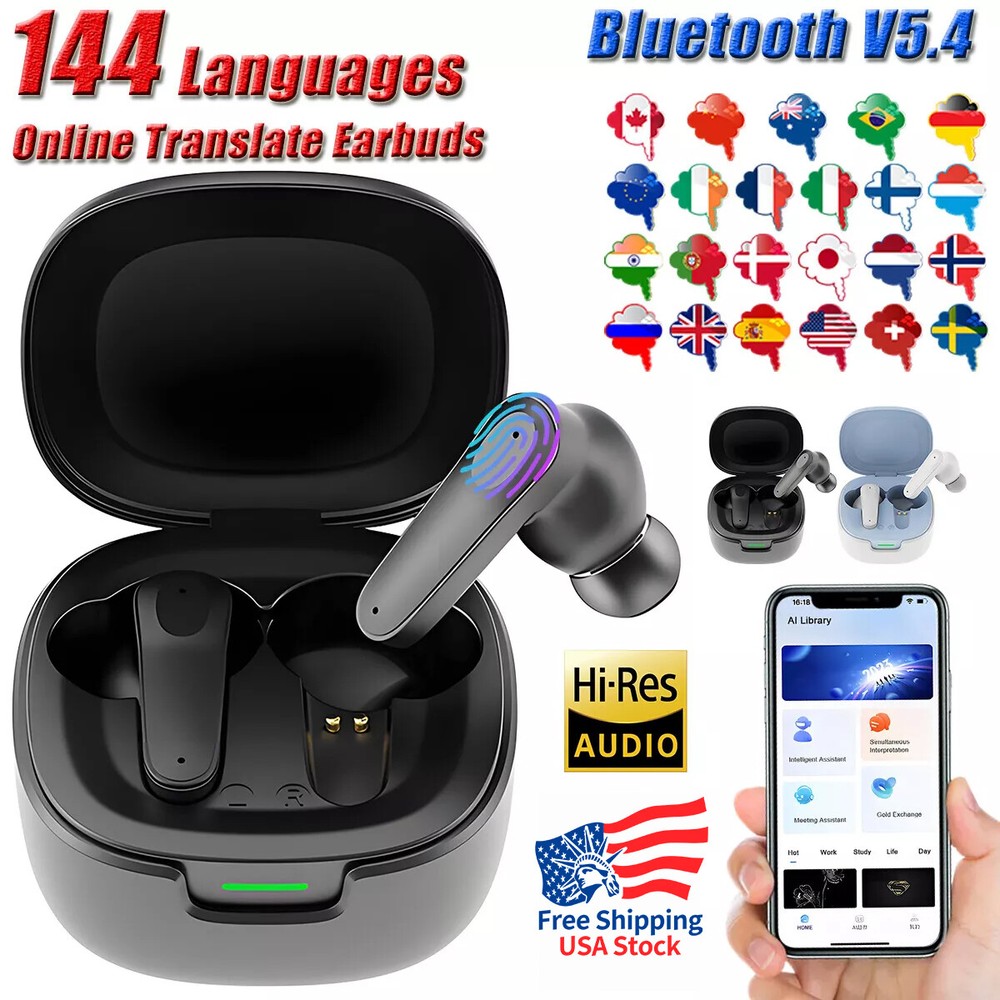 Real-time Bluetooth translator earbuds with 144 languages support