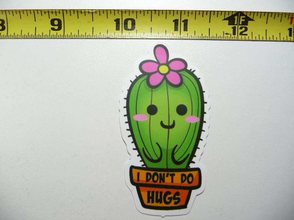 Funny Sarcastic No Hugs Cactus Sticker Novelty Decal