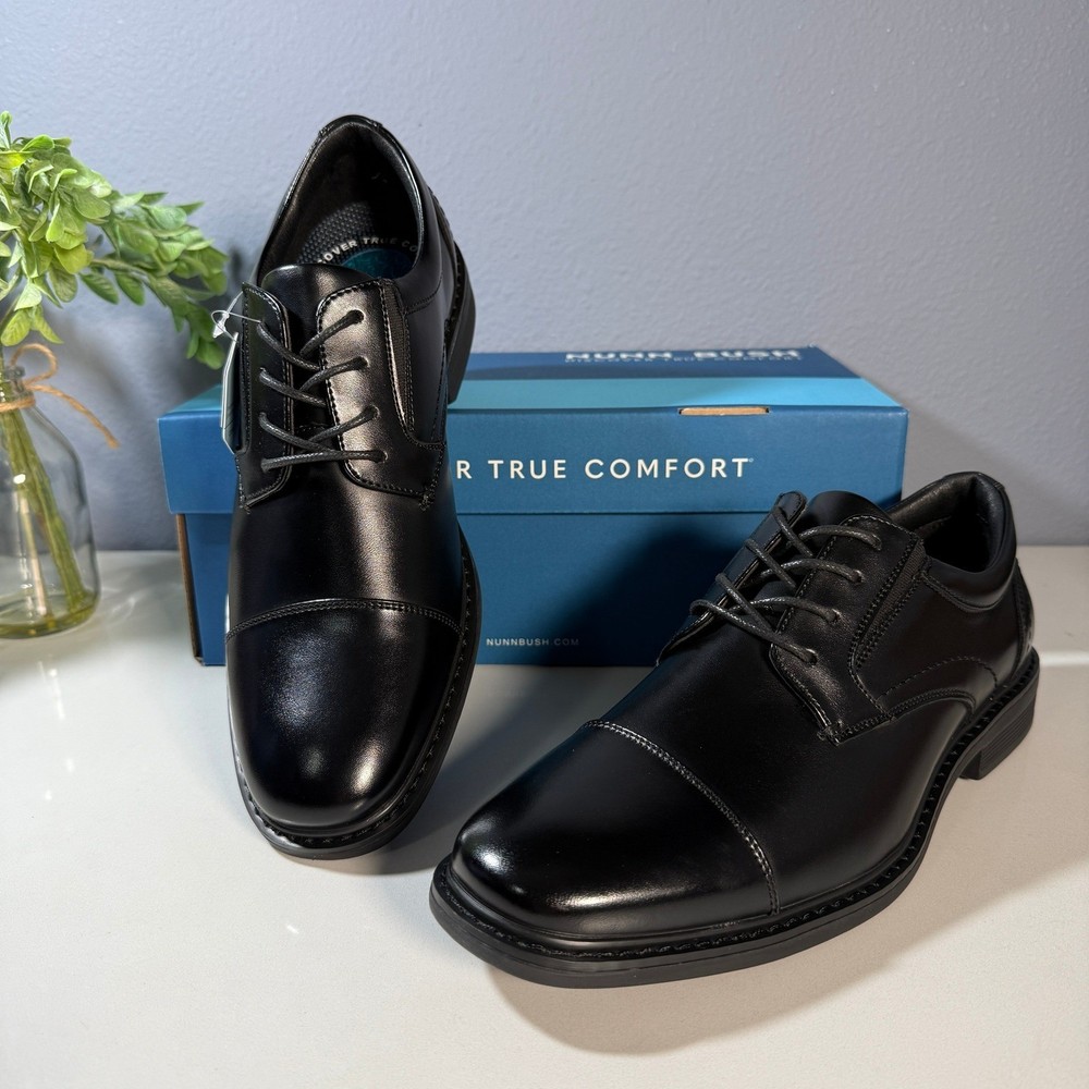 Nunn Bush Cap Toe Oxford Mens Black Lace Up Dress Shoes Size 10