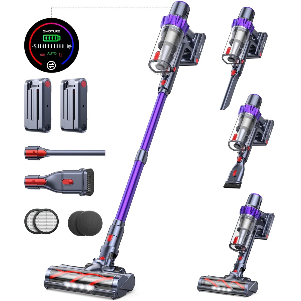 Ultra-Powerful Cordless Vacuum,40KPA Suction 2 Batteries,Pet Hair&Carpet Cleaner