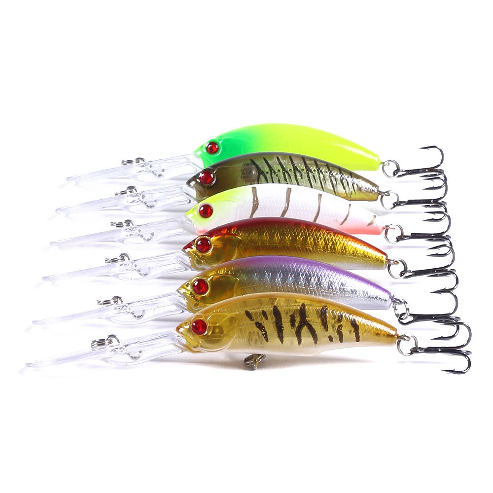 10PCS Sinking Minnow Lures 10cm 7g Swimbait Crankbait Fishing Hooks Set