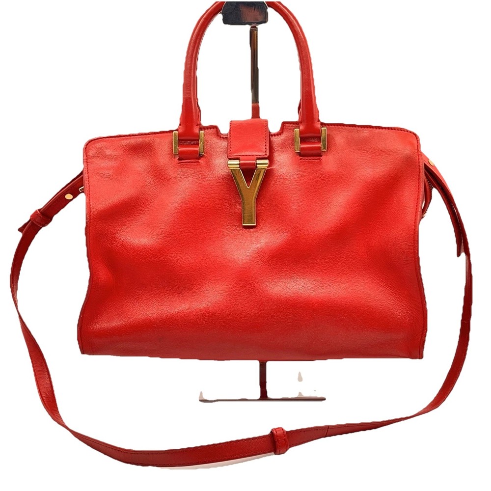 Yves Saint Laurent Authentic Red Leather Shoulder Bag Handbag