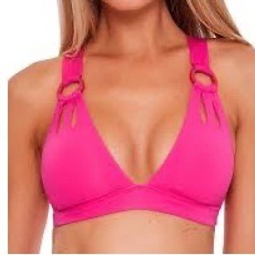 BECCA DAMAGED Color Code Ring Halter Bikini Top Women's Size Medium