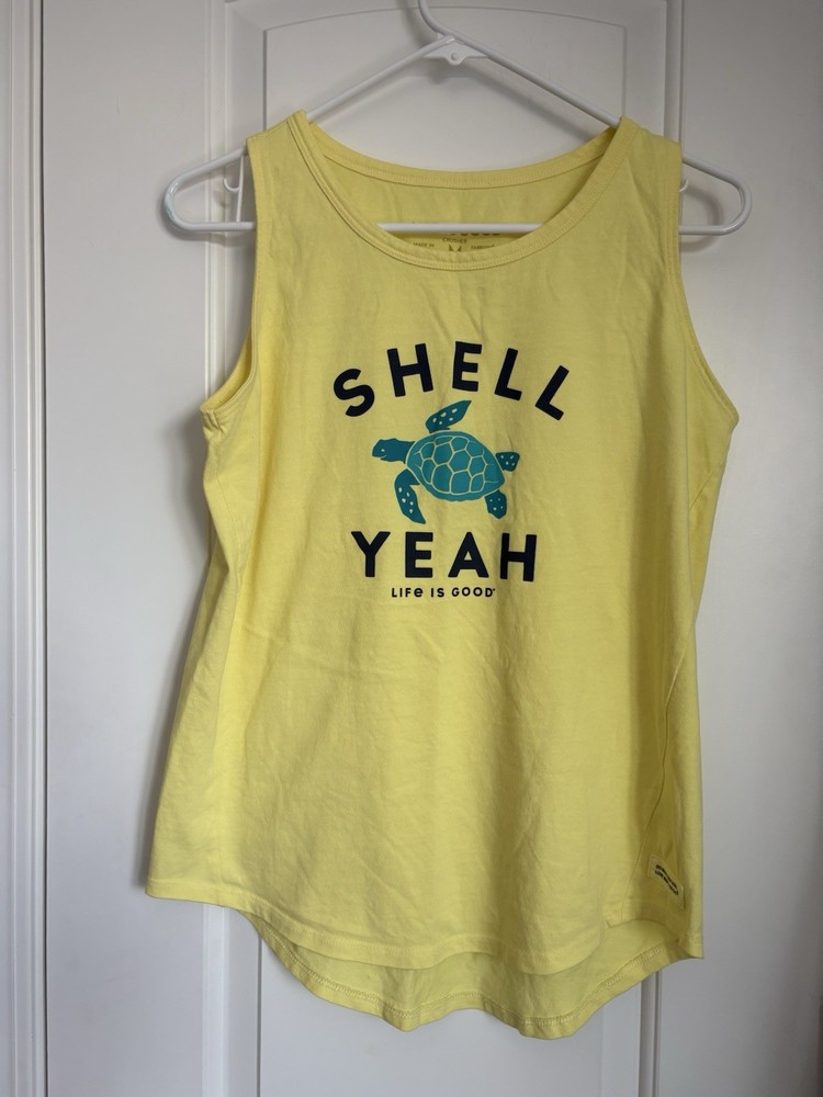 Life Is Good Women’s Shell Yeah Crusher Tank Top Lemon Yellow - Size M