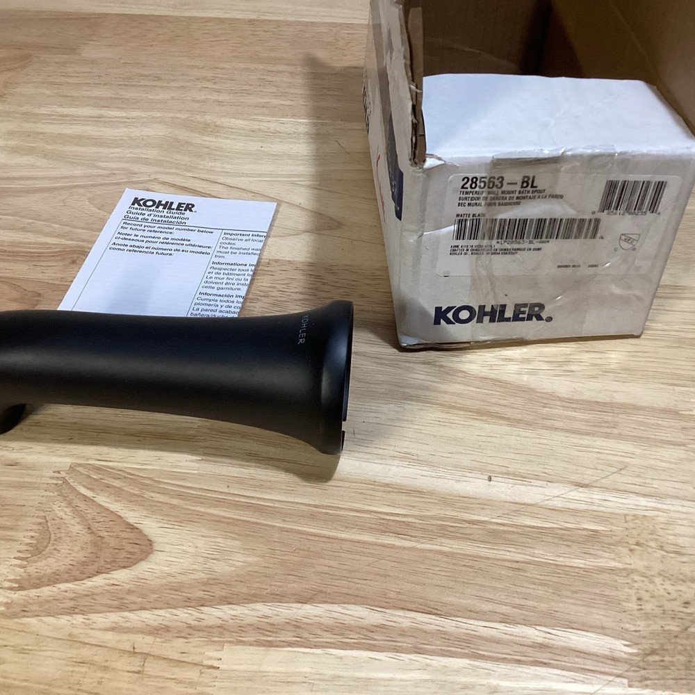 Kohler K-28563-BL 6-3/8 Inch Matte Black Tempered Diverter Tub Spout