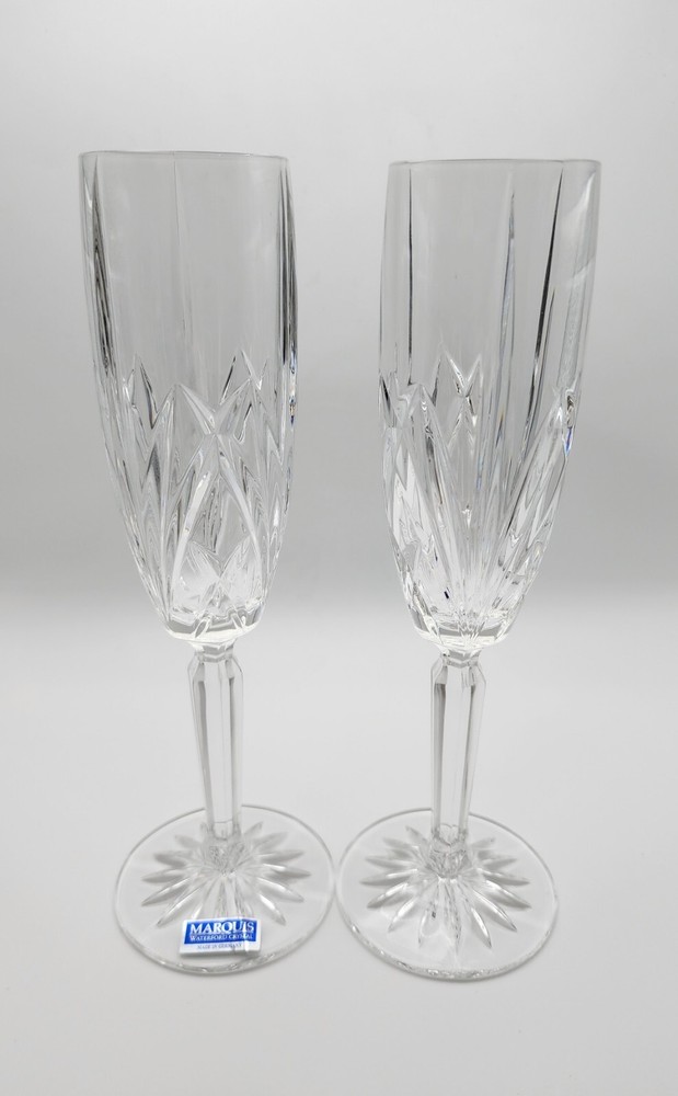 Waterford Crystal Brookside Champagne Flutes Set of 2 9 Inch Unmarked