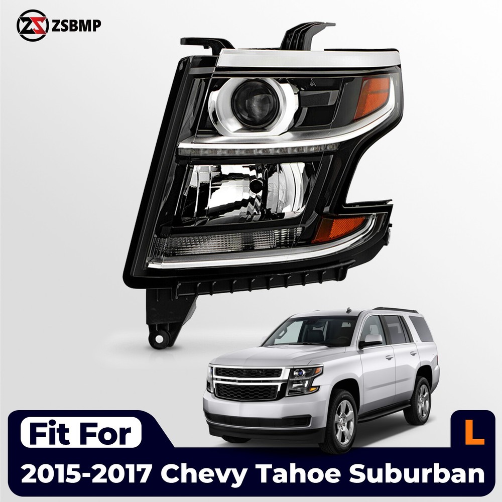 For 2015-2017 Chevy Tahoe Suburban Halogen Headlight with Bulbs Driver Left Side