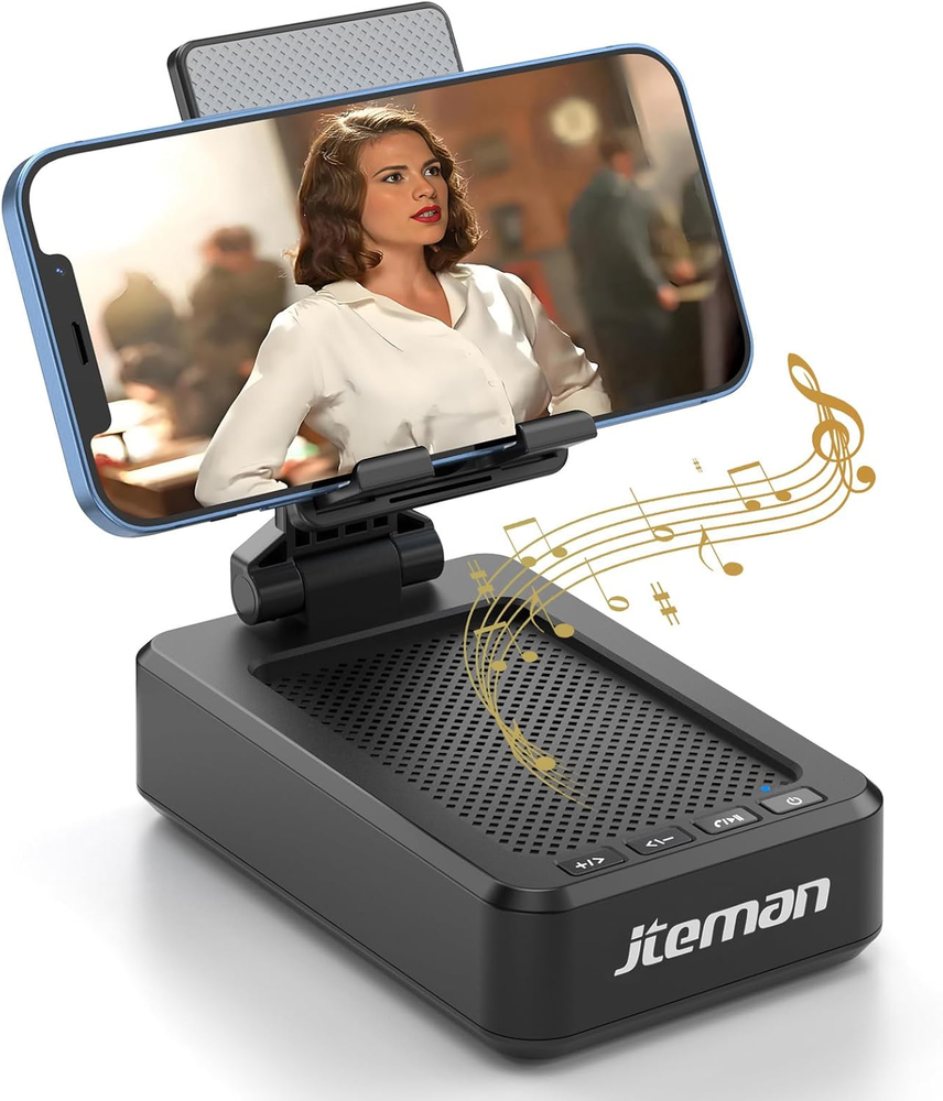 Cell Phone Stand with Wireless Bluetooth Speaker and Anti-Slip Base HD Surround