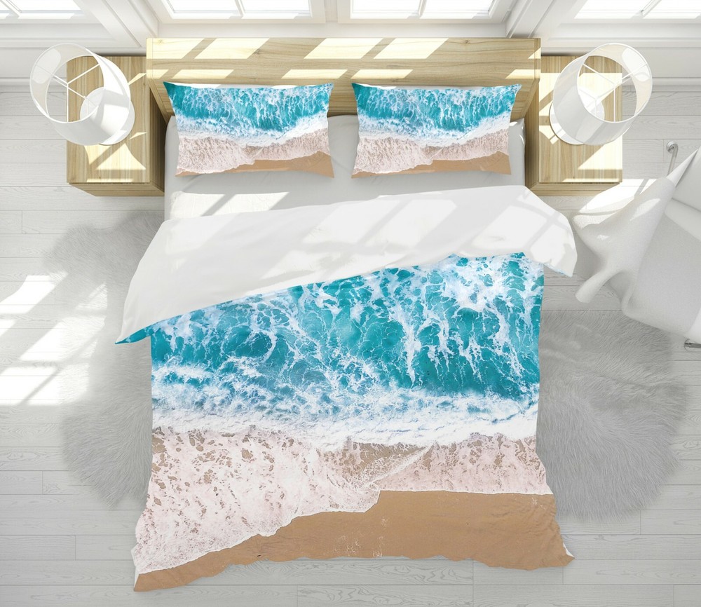 3D Beach Waves ZHUA629 Bed Pillowcases Quilt Duvet Cover Set Queen King Amy