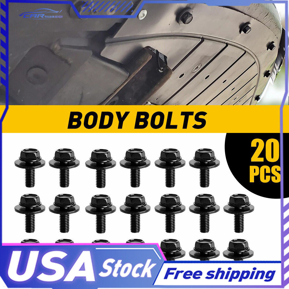 Body 20PC Bolts Fender Screws Fastener M6-1.0x 16mm Long- Hex- 10mm 17mm Washer