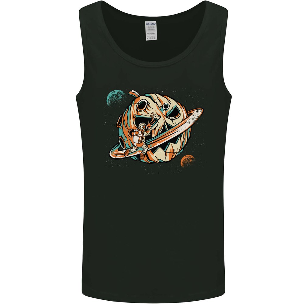 Space Halloween Pumpkin Astronaut Planet Mens Vest Tank Top