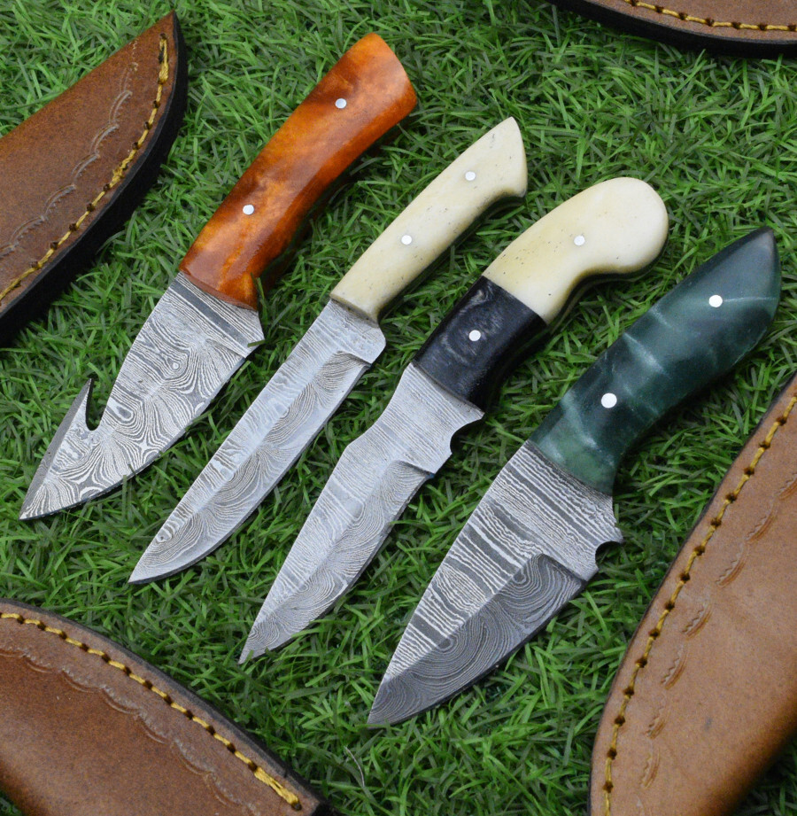 4-Piece Hand-Forged Damascus Steel Hunting Skinner Knife Set EN-475  