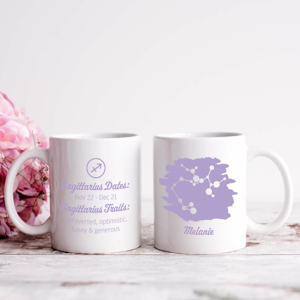 Custom Zodiac Star Sign Mug - Sagittarius with Name Personalization