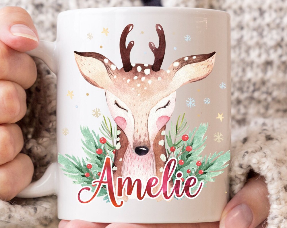 Christmas Mugs Personalized Family Gifts Reindeer Coffee Cup