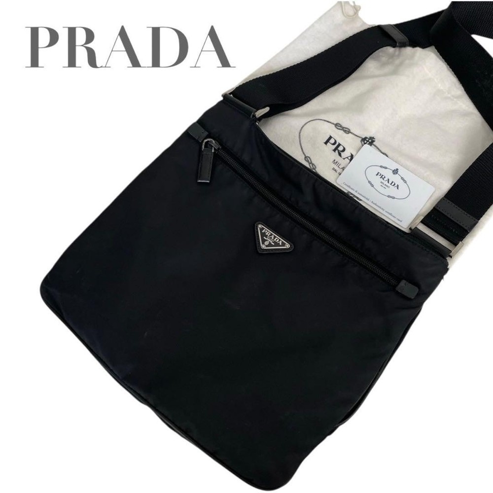 Authentic Prada Black Nylon Triangle Logo Crossbody Bag AA Grade