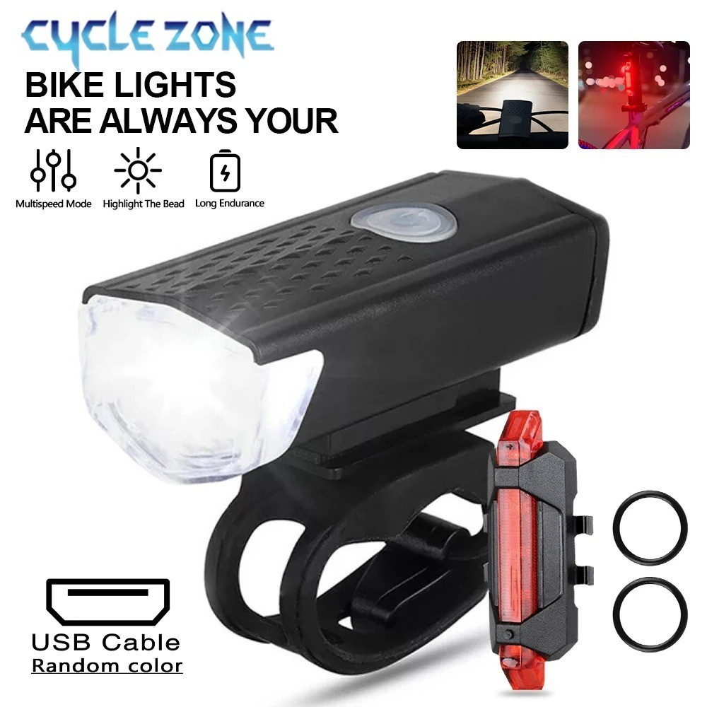 USB Rechargeable Bike Headlight & Taillight Set for Cycling Safety