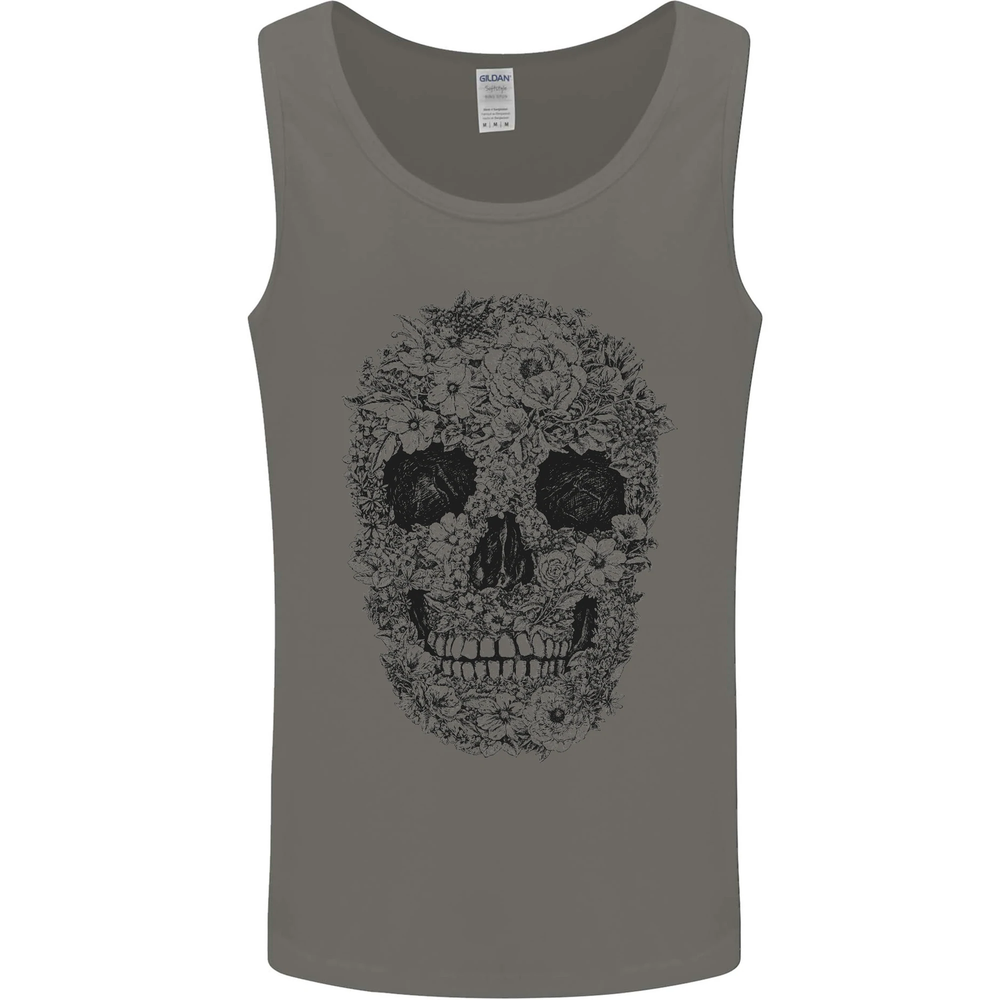 Gothic Rock Biker Skull Flower Vest Tank Top for Men  