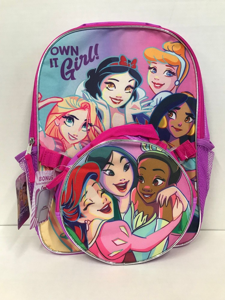 Large Backpack - Disney - Princess - Group w/ Round Lunch Bag 16