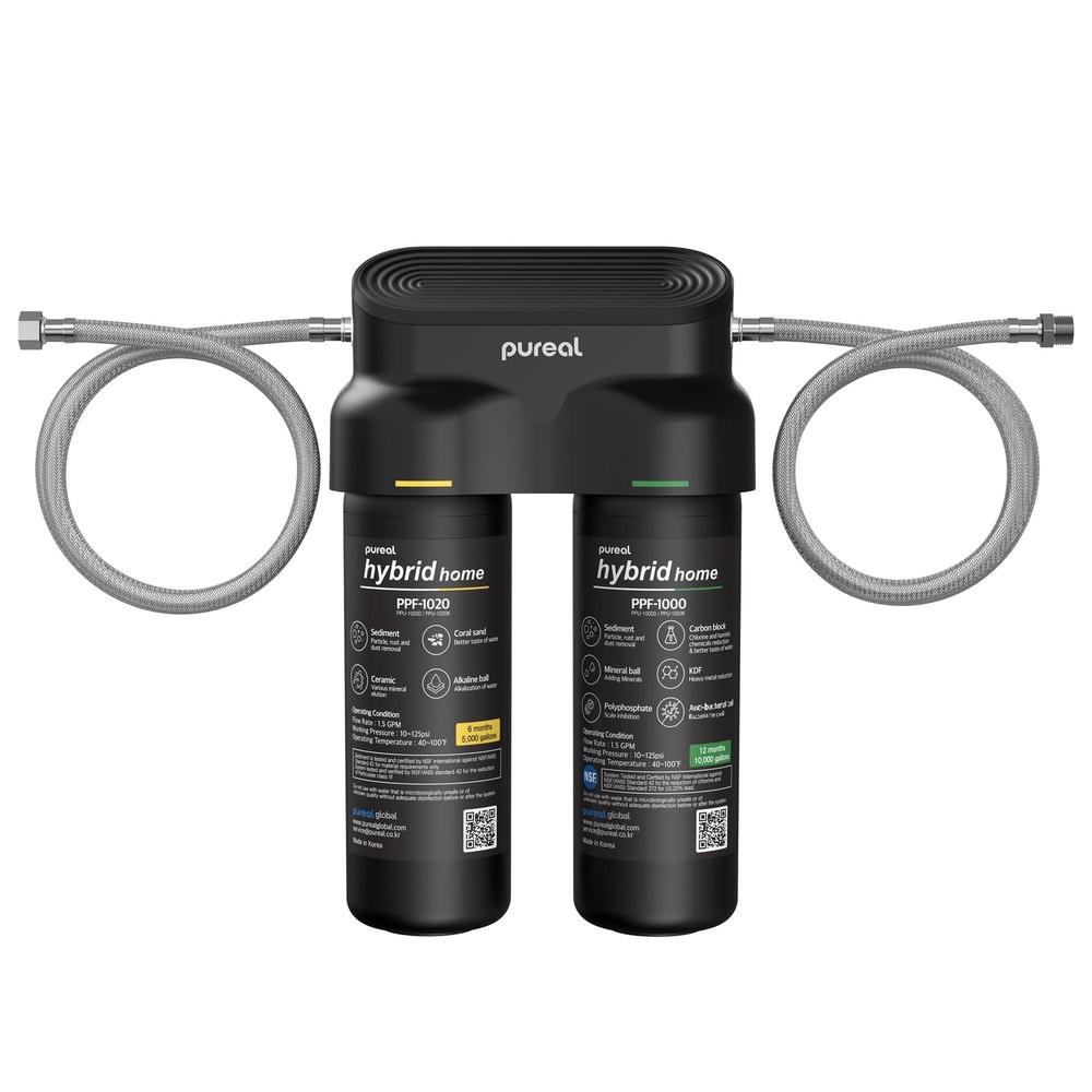 Hybrid Home PPU-1020K 2 Stage Under Sink Water Filter System, 10K Gallons, NS...