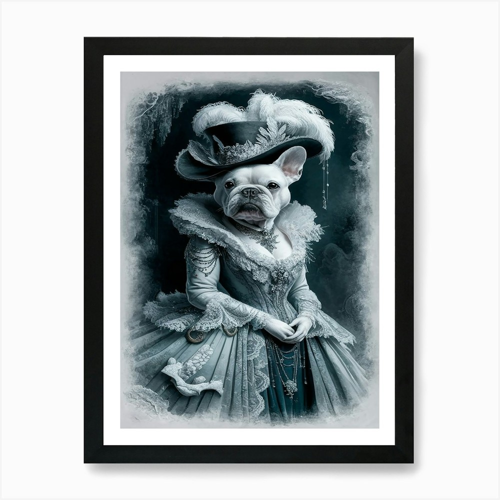 Victorian French Bulldog Art Print Framed Wall Art Poster Canvas Print Picture