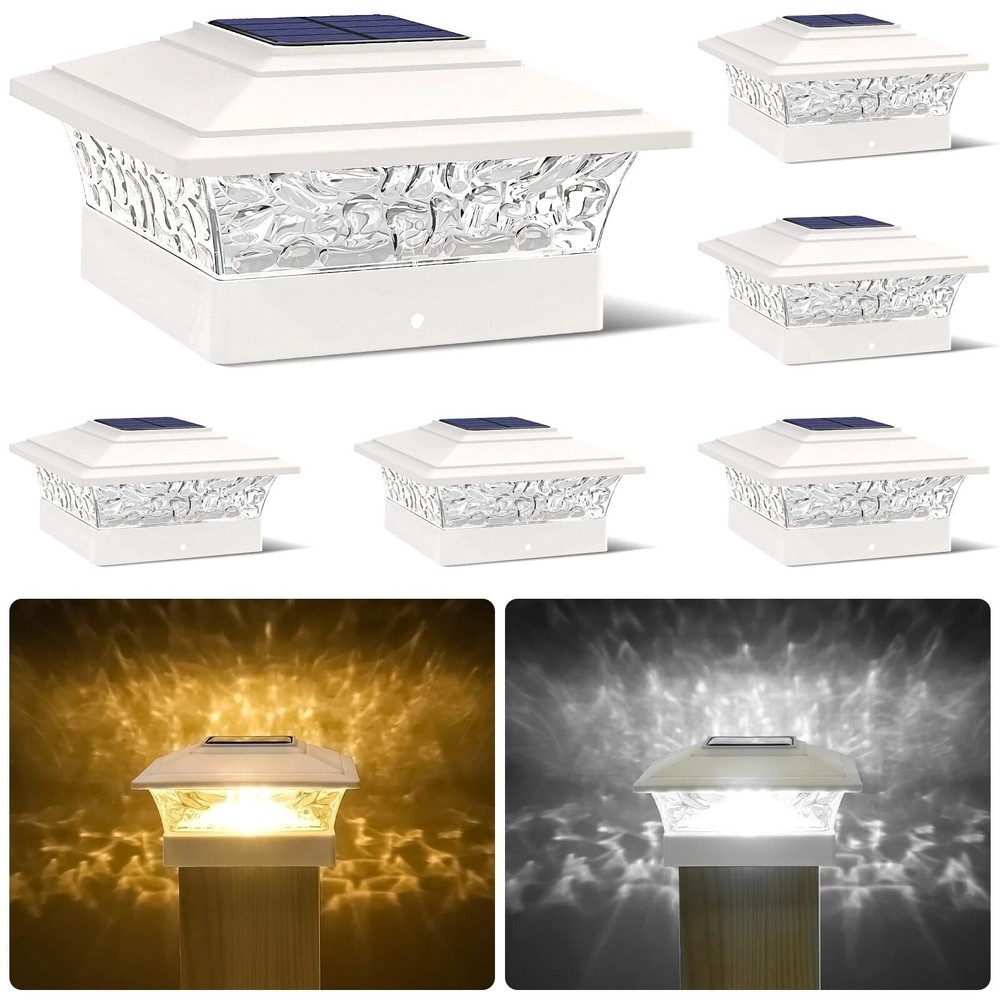 Solar Post Cap Lights Outdoor 6-Pack, Waterproof Solar Powered Deck Fence Light for Gardens and Pathways