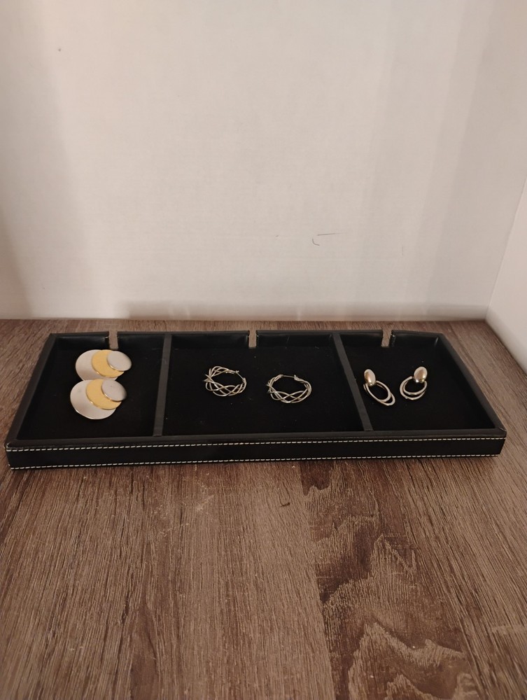 Silvertone Double Pierce Earring Set with Sleek Design