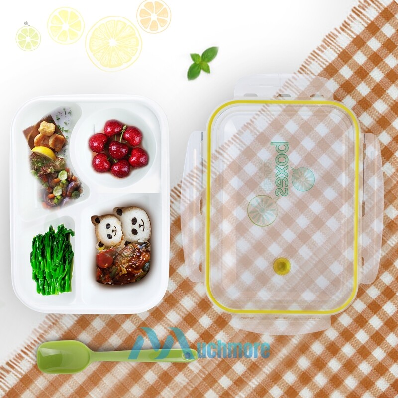 Microwave Safe Bento Box with Spoon and Bowl for Lunch Picnics