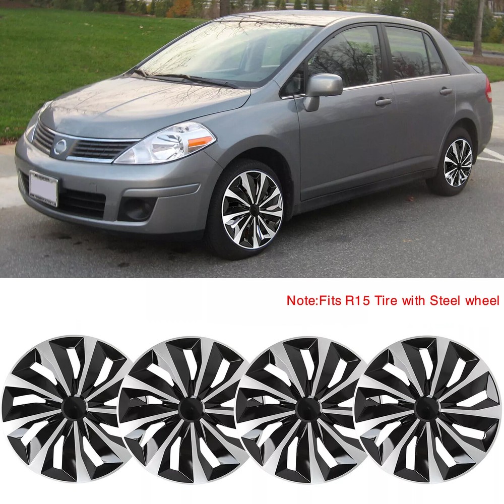 2006-24 Nissan Versa 15-Inch Set of 4 Hubcaps Wheel Covers for R15 Steel Wheels