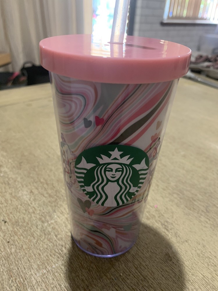 Starbucks Valentines Swirl Heart Large Tumbler With Lid And Straw Pre Owned Pink