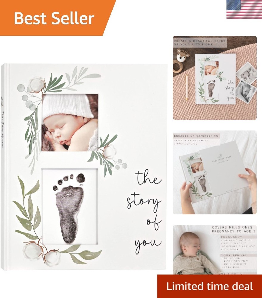 Modern Minimalist Baby Memory Book - Personalized Keepsake for Families  