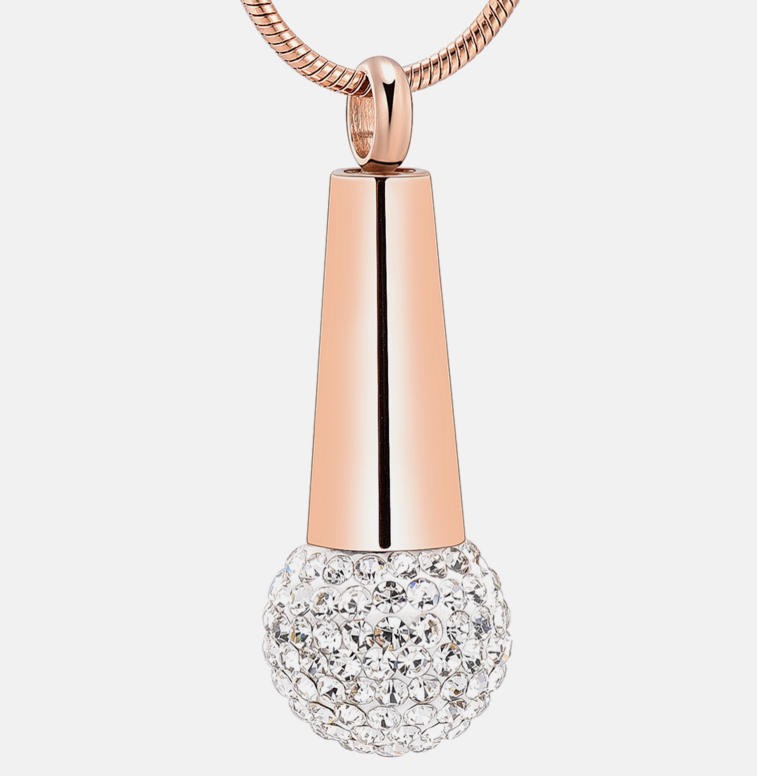 Stainless Steel Microphone Urn Pendant Ashes Keepsake Memory Necklace Jewelry