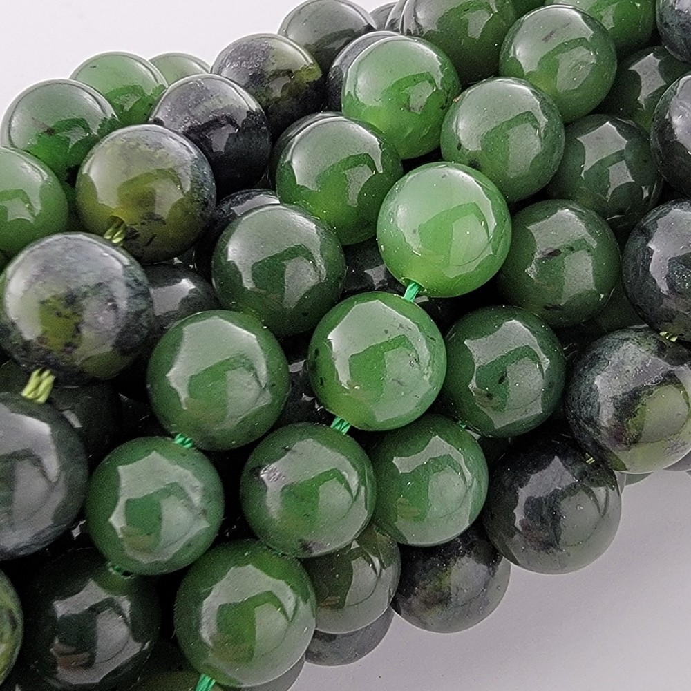 Canadian Natural Nephrite Jade Beads Smooth Round 6mm 8mm 10mm