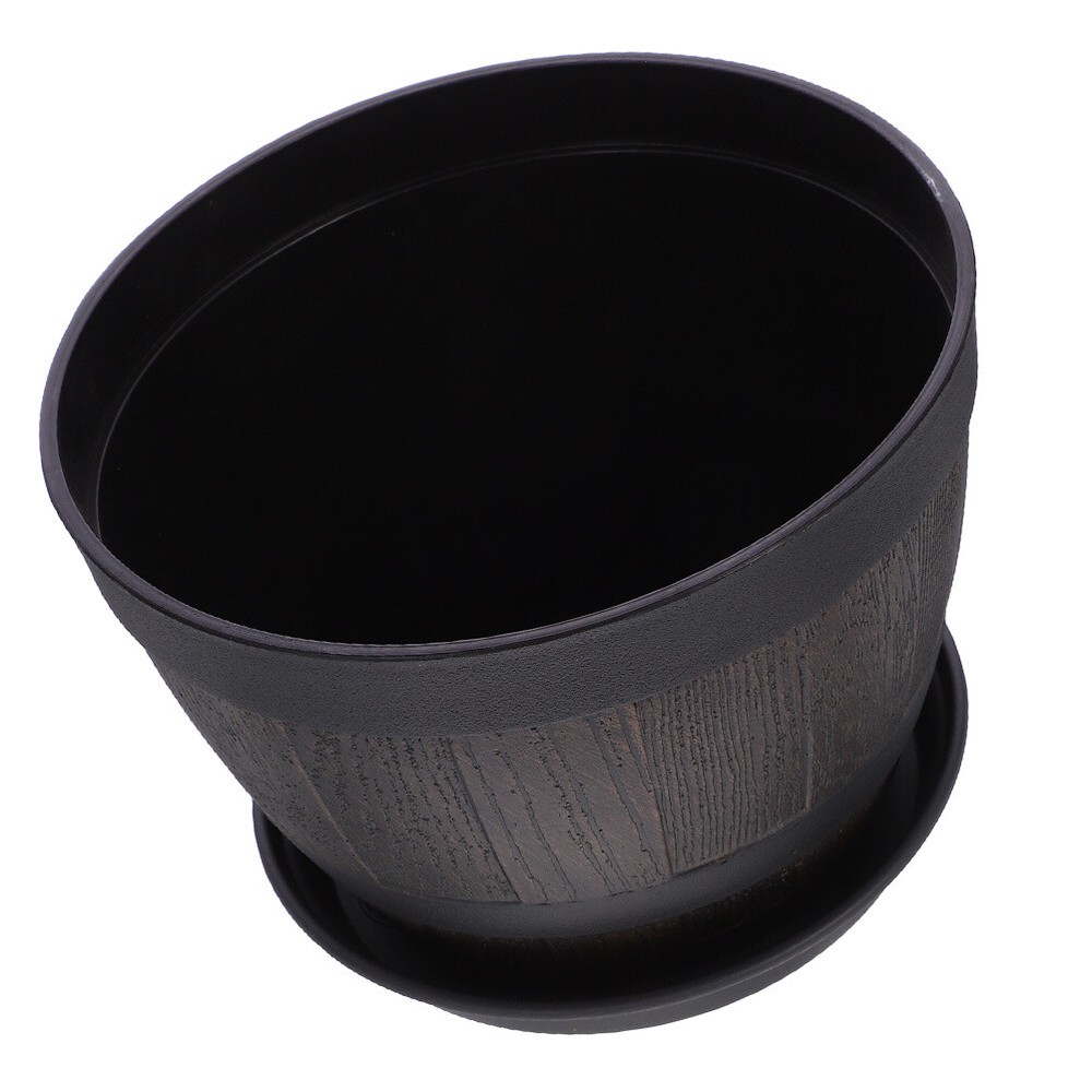 Wood Grain Flower Pot Container for Plants and Terrariums