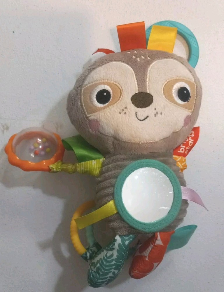 Bright Starts SLOTH Playful Pals Activity Toy Plush Rattle Teether