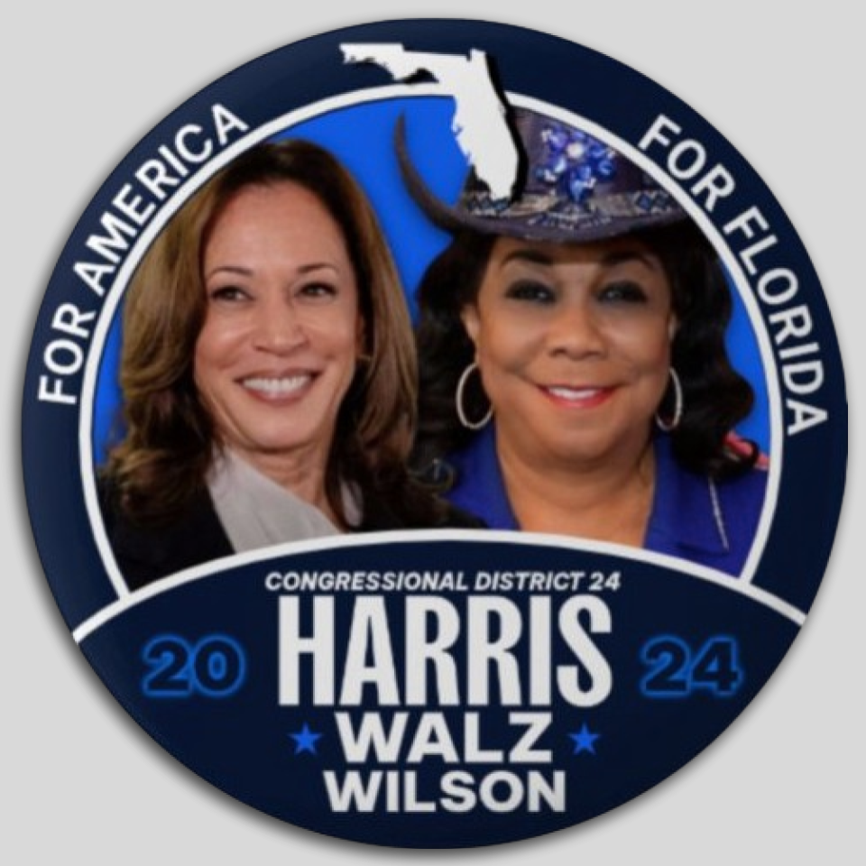 Kamala Harris Frederica Wilson Congress Pin Button Jugate Florida Democrat Pres